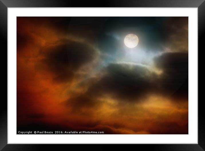 moon is cloud breaking Framed Mounted Print by Paul Boazu
