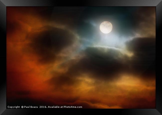 moon is cloud breaking Framed Print by Paul Boazu