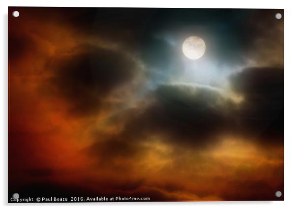 moon is cloud breaking Acrylic by Paul Boazu