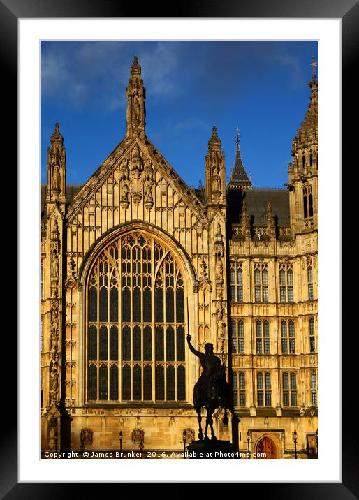 Richard the Lionheart statue Westminster London Framed Mounted Print by James Brunker