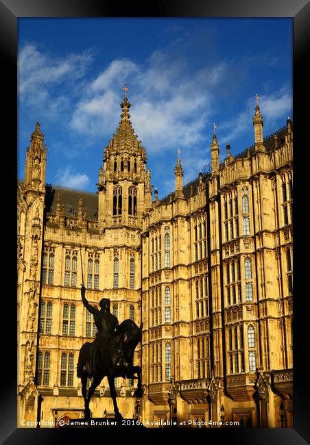 King Richard I and Houses of Parliament London Framed Print by James Brunker