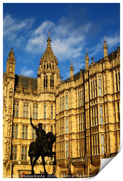 King Richard I and Houses of Parliament London Print by James Brunker