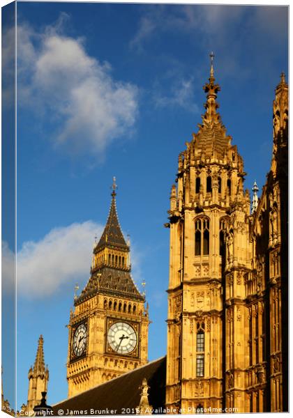 Palace of Westminster and Big Ben detail London Canvas Print by James Brunker