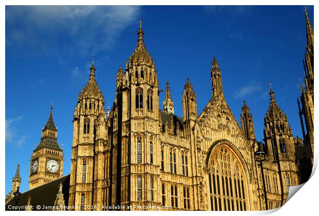 Towers of Palace of Westminster London Print by James Brunker