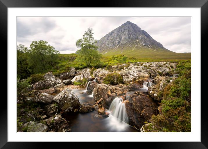 Buachaille Etive Mor and Coupall Falls Framed Mounted Print by Derek Beattie