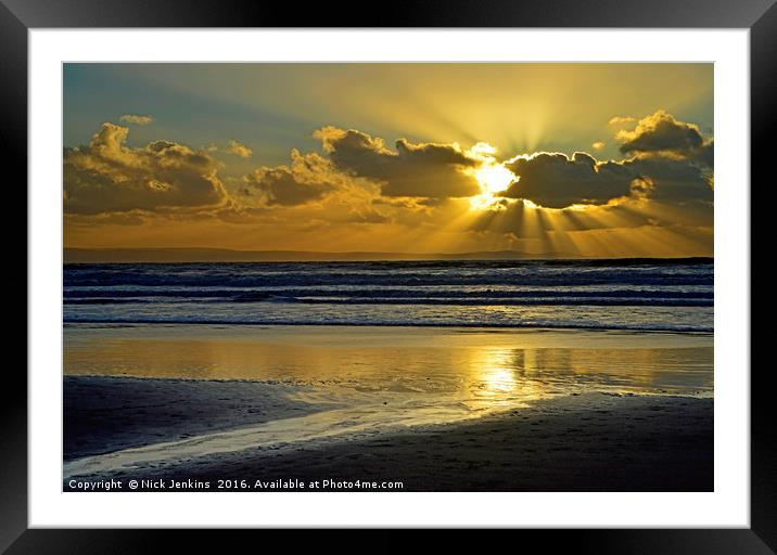 Sunset over Dunraven Bay Glamorgan Heritage Coast  Framed Mounted Print by Nick Jenkins