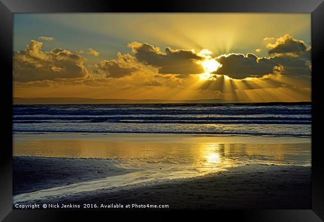 Sunset over Dunraven Bay Glamorgan Heritage Coast  Framed Print by Nick Jenkins