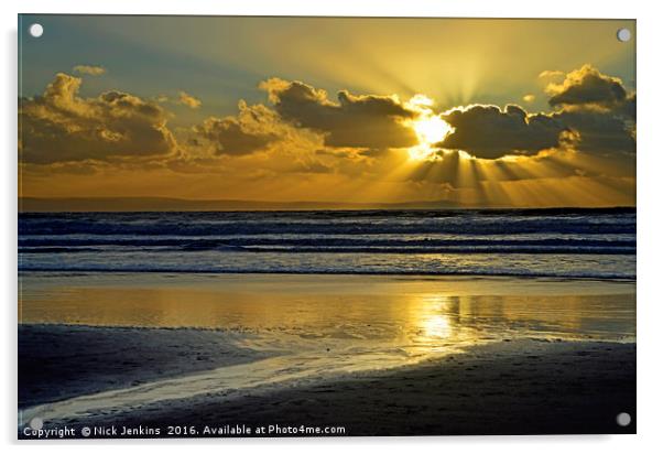 Sunset over Dunraven Bay Glamorgan Heritage Coast  Acrylic by Nick Jenkins