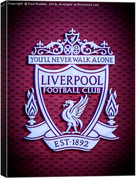 Liverpool Main Stand Crest Canvas Print by Paul Madden