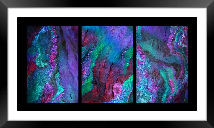 Aurora Borealis Triptych Framed Mounted Print by Russian Artist 