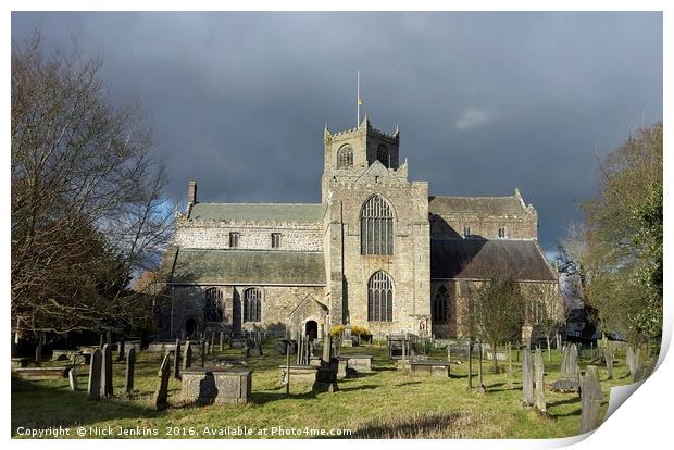 Cartmel Priory in Cartmel Cumbria with good light Print by Nick Jenkins