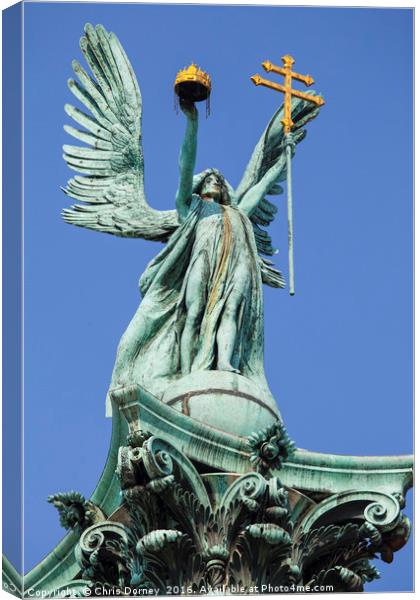 Archangel Gabriel on top of the Heroes Square Colu Canvas Print by Chris Dorney