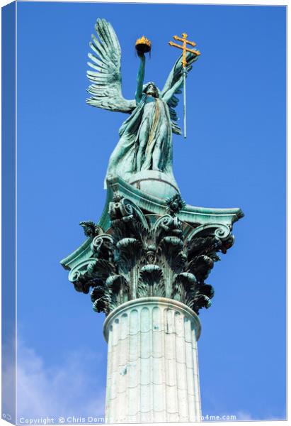 Archangel Gabriel on top of the Heroes Square Colu Canvas Print by Chris Dorney