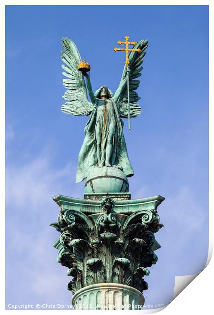 Archangel Gabriel Statue on the Heroes Square Colu Print by Chris Dorney