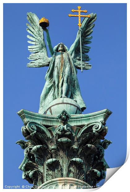 Archangel Gabriel Statue on Heroes Square Column i Print by Chris Dorney