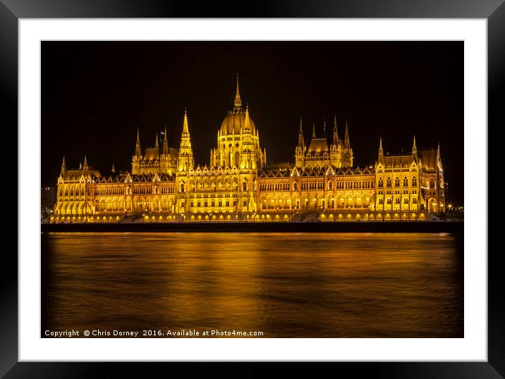 Hungarian Parliament Building in Budapest Framed Mounted Print by Chris Dorney