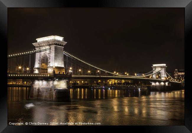 Chain Bridge in Budapest Framed Print by Chris Dorney