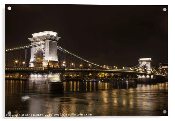Chain Bridge in Budapest Acrylic by Chris Dorney