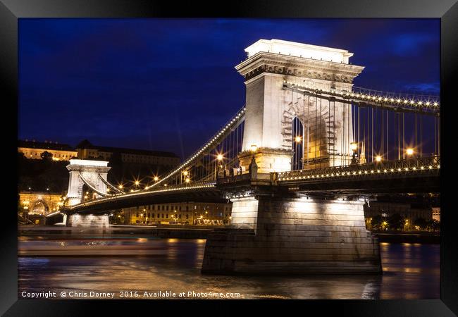 Chain Bridge in Budapest Framed Print by Chris Dorney