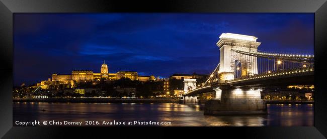 Buda Castle, the Chain Bridge and the River Danube Framed Print by Chris Dorney