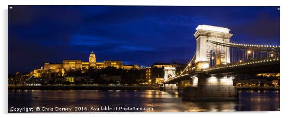 Buda Castle, the Chain Bridge and the River Danube Acrylic by Chris Dorney