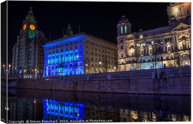 3 graces Liverpool  Canvas Print by Steven Blanchard