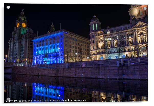 3 graces Liverpool  Acrylic by Steven Blanchard