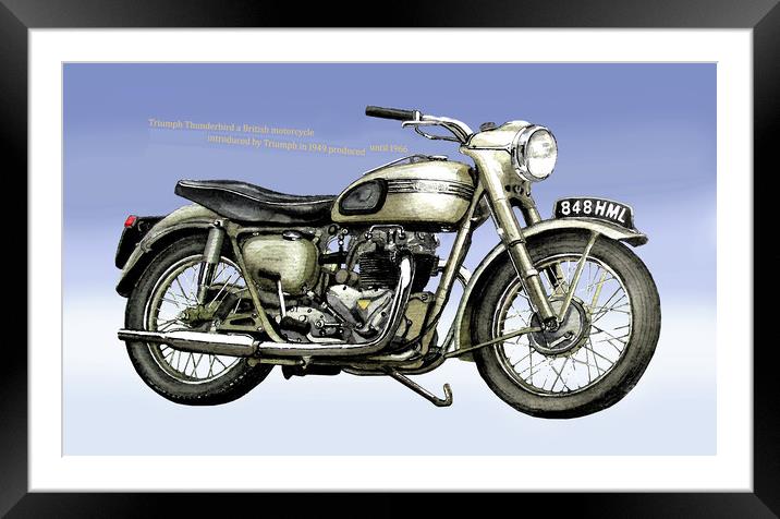 Graphic Motorcycle Framed Mounted Print by John Lowerson