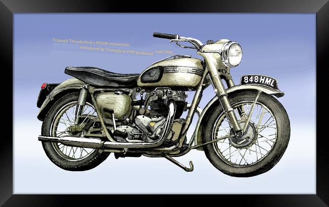 Graphic Motorcycle Framed Print by John Lowerson