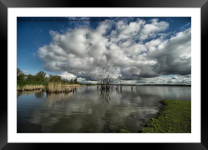 cloudy wetlands Framed Mounted Print by Jo Beerens