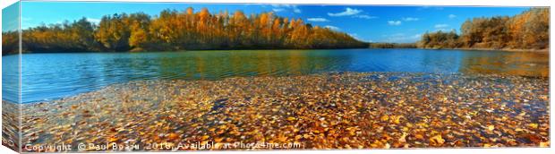 blue lake on autumn Canvas Print by Paul Boazu