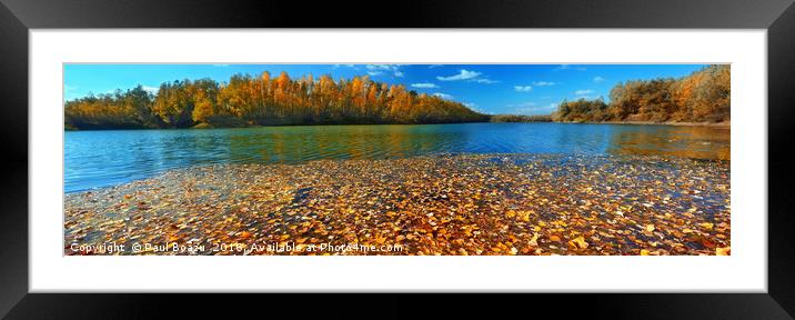 blue lake on autumn Framed Mounted Print by Paul Boazu