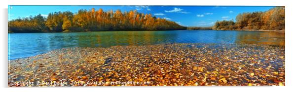 blue lake on autumn Acrylic by Paul Boazu