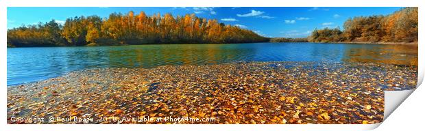 blue lake on autumn Print by Paul Boazu