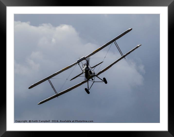 Vintage Tiger Moth head-on Framed Mounted Print by Keith Campbell