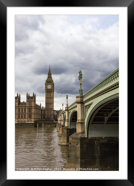 Big Ben and Westminster Bridge, London Framed Mounted Print by Milton Cogheil