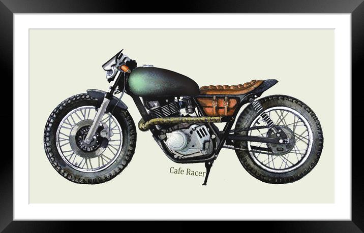 Cafe Racer Framed Mounted Print by John Lowerson