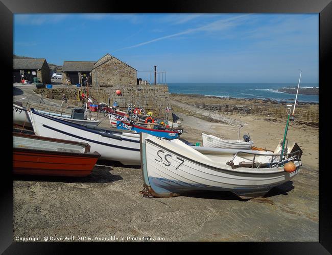 Boats on Slipway at Sennen Cove Cornwall Framed Print by Dave Bell