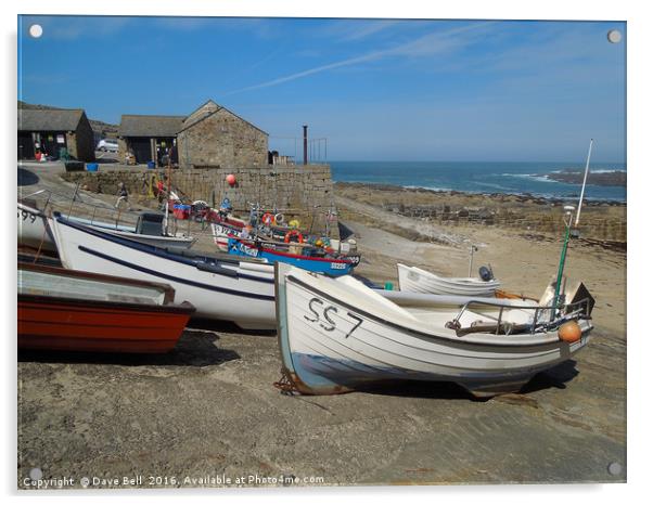 Boats on Slipway at Sennen Cove Cornwall Acrylic by Dave Bell