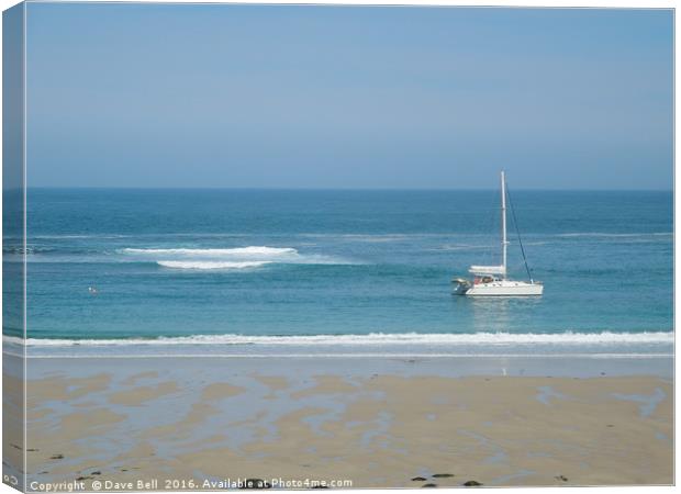 Sailing Boat Moored In Sennen Cove Canvas Print by Dave Bell