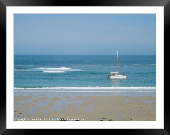 Sailing Boat Moored In Sennen Cove Framed Mounted Print by Dave Bell