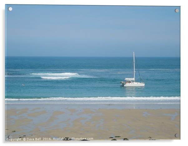 Sailing Boat Moored In Sennen Cove Acrylic by Dave Bell