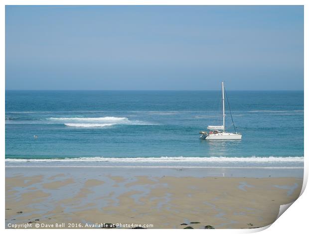 Sailing Boat Moored In Sennen Cove Print by Dave Bell