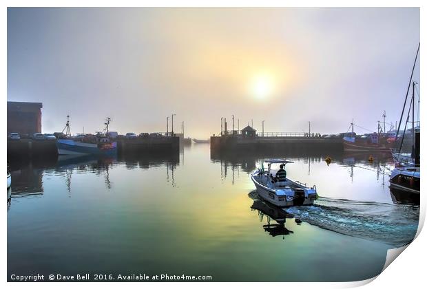 Early morning  Padstow harbor is still. Print by Dave Bell
