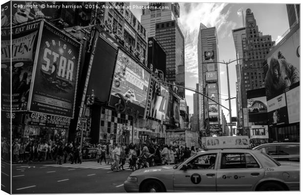 Times Square Rush Hour Canvas Print by henry harrison