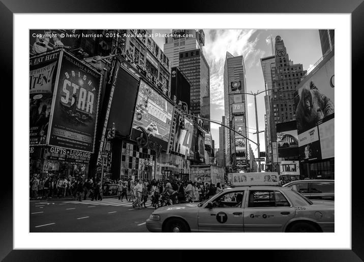 Times Square Rush Hour Framed Mounted Print by henry harrison