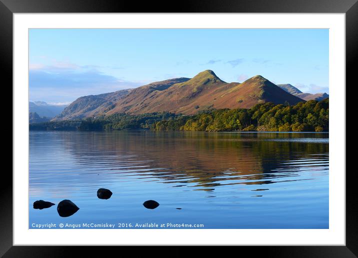 Derwentwater at daybreak Framed Mounted Print by Angus McComiskey