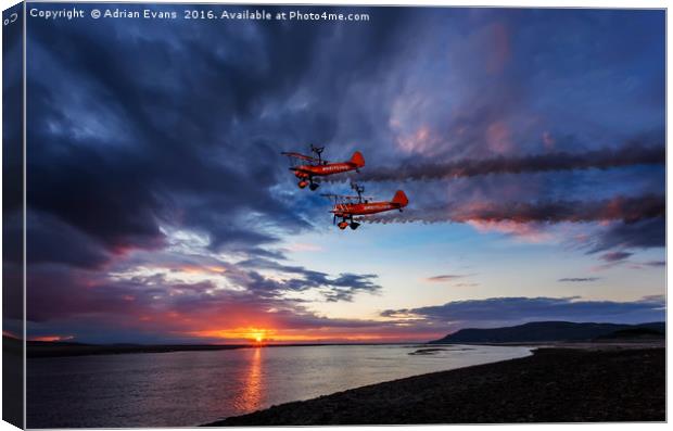 Breitling Wingwalkers Sunset Canvas Print by Adrian Evans