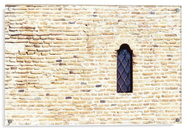Old Castle Window On Brick Wall Acrylic by Radu Bercan