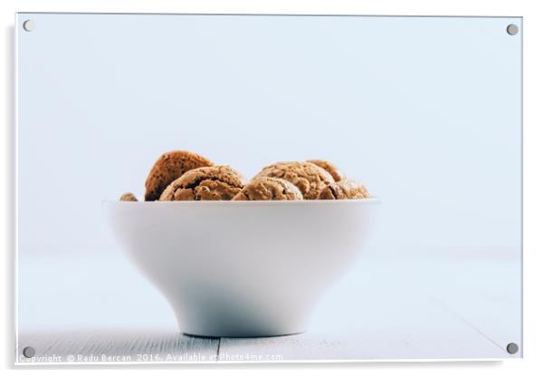 Italian Amaretti Biscuits In White Bowl Acrylic by Radu Bercan